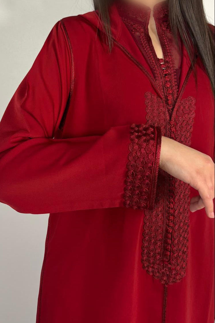 Jellaba deux pièces rouge