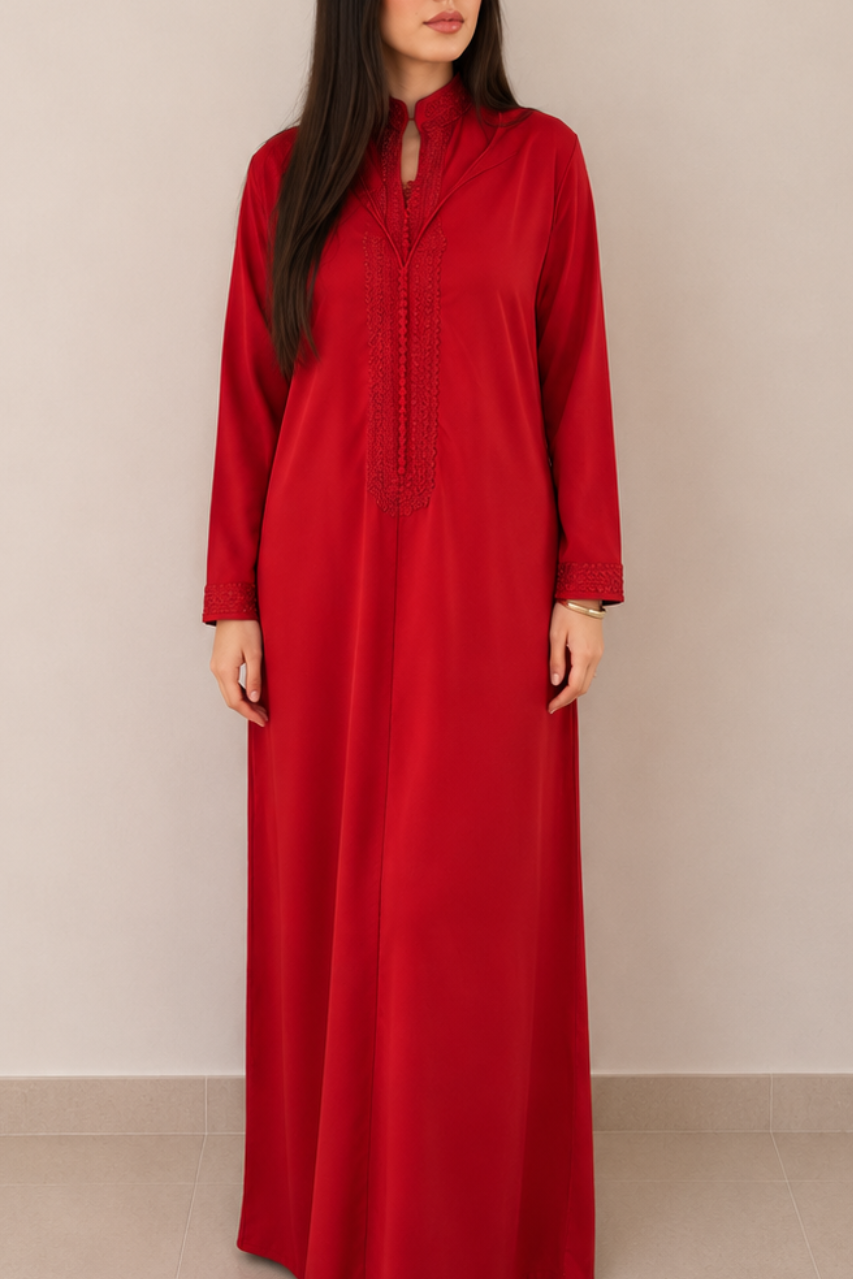 Jellaba deux pièces rouge