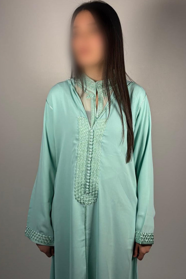 Jellaba deux pièces vert d’eau