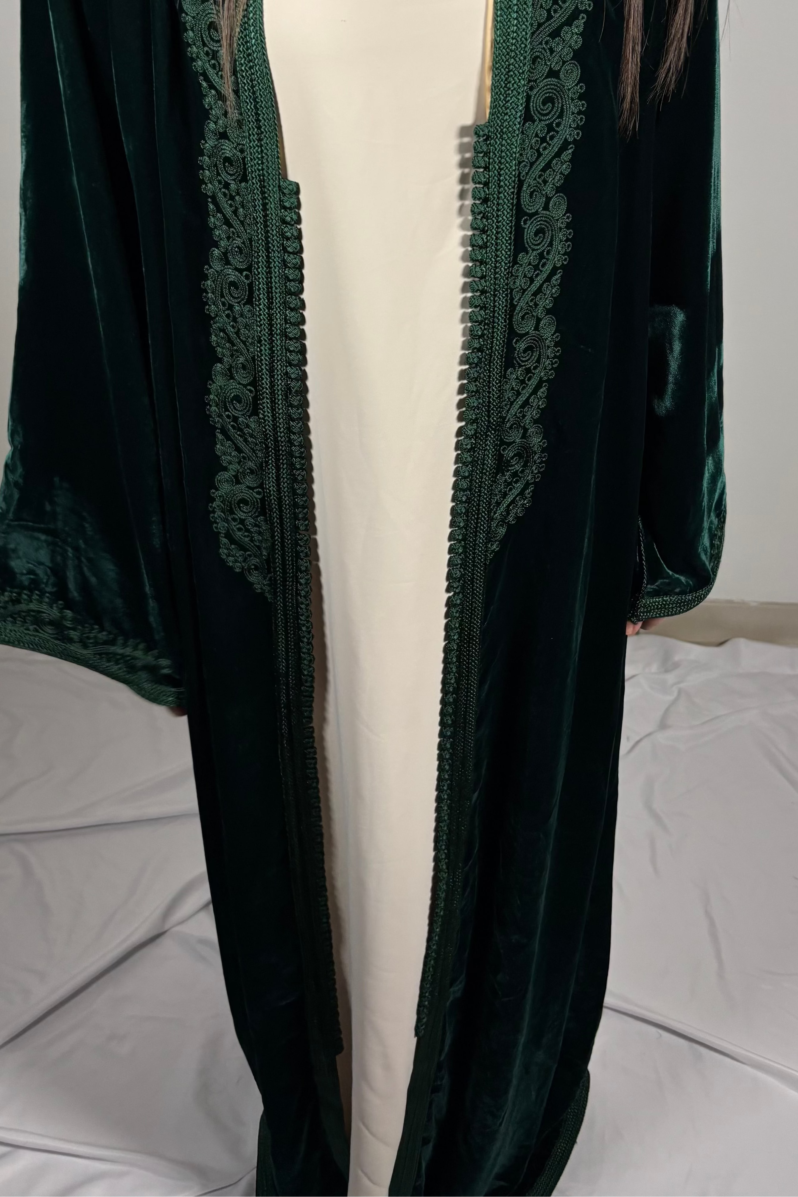 Kimono velour vert profond