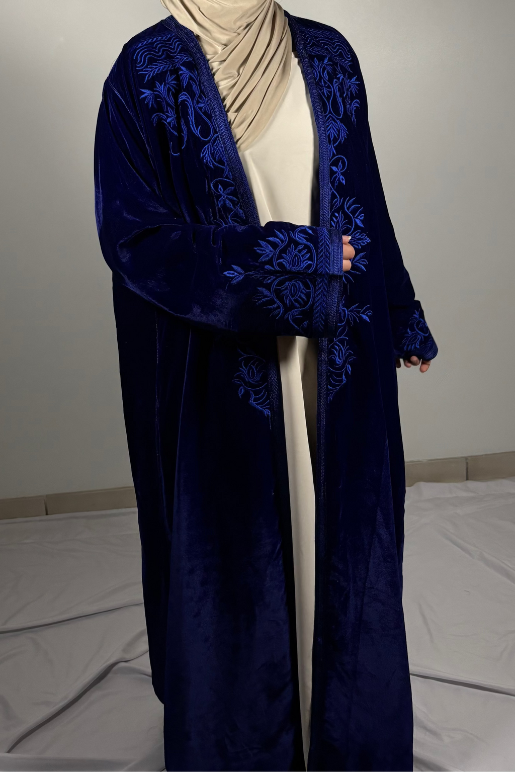 Kimono velour bleu roi