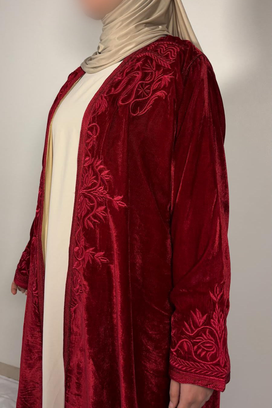 Kimono velour rouge