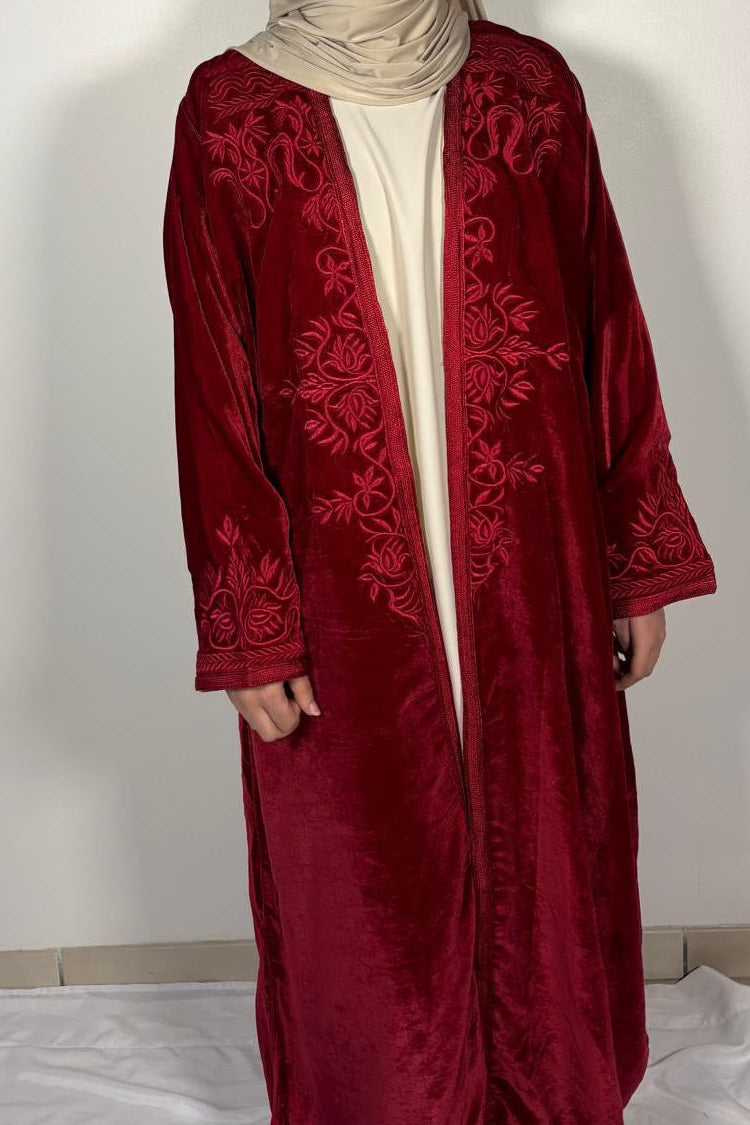 Kimono velour rouge