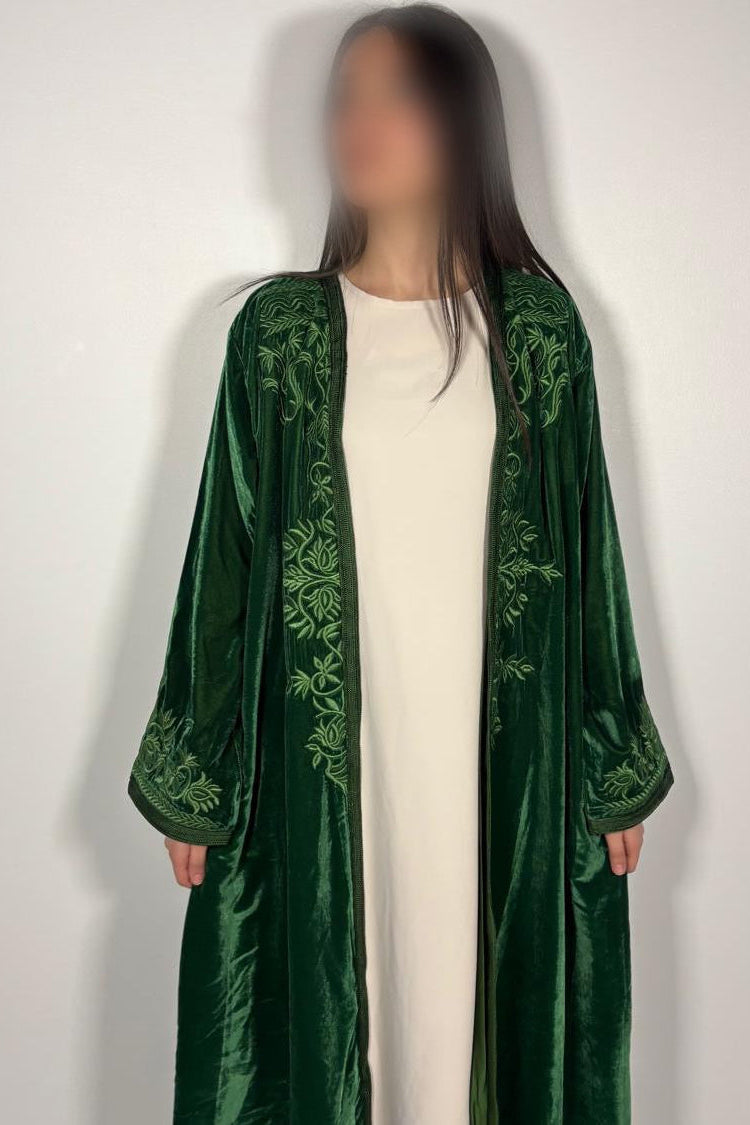 Kimono velour vert émeraude