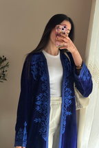 Kimono velour bleu roi