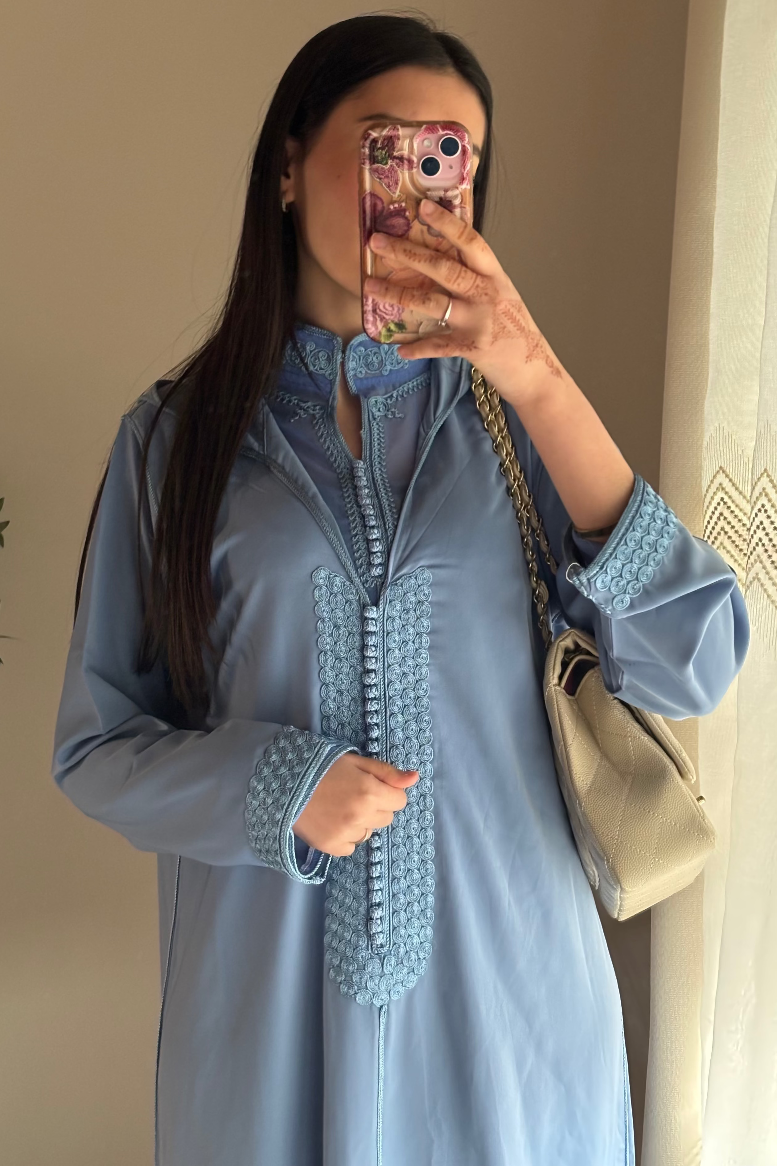 Jellaba deux pièces bleu