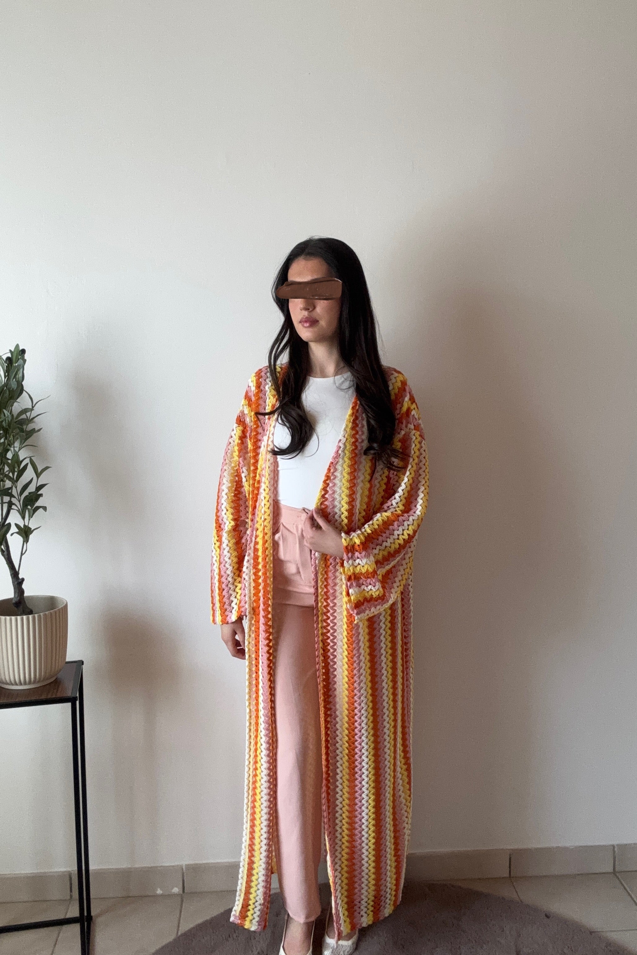 Kimono en tricot multicolore