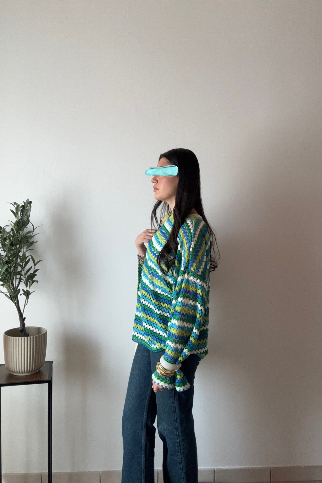 Haut tricot multicolore