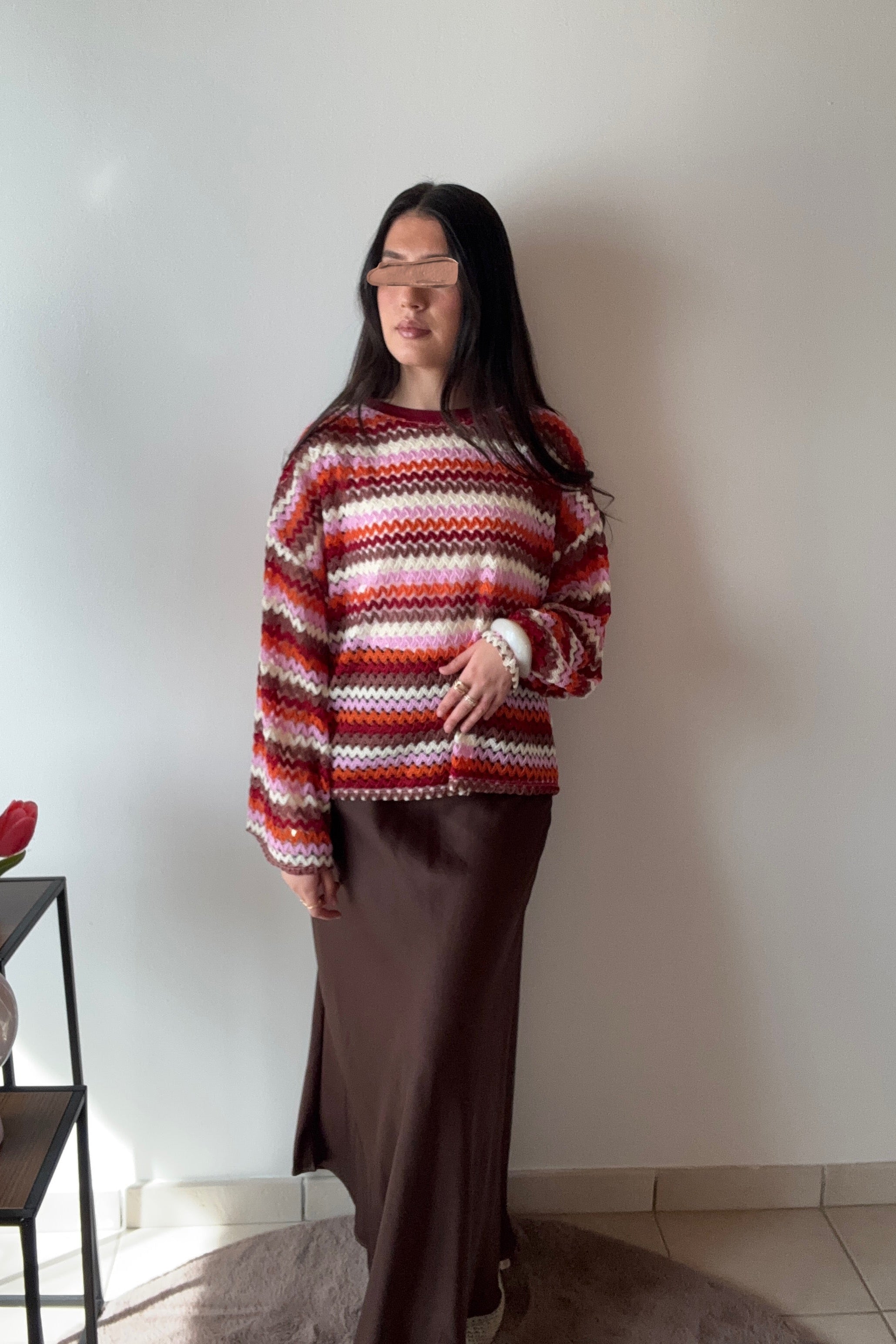 Haut tricot multicolore