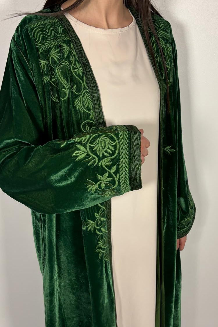 Kimono velour vert émeraude