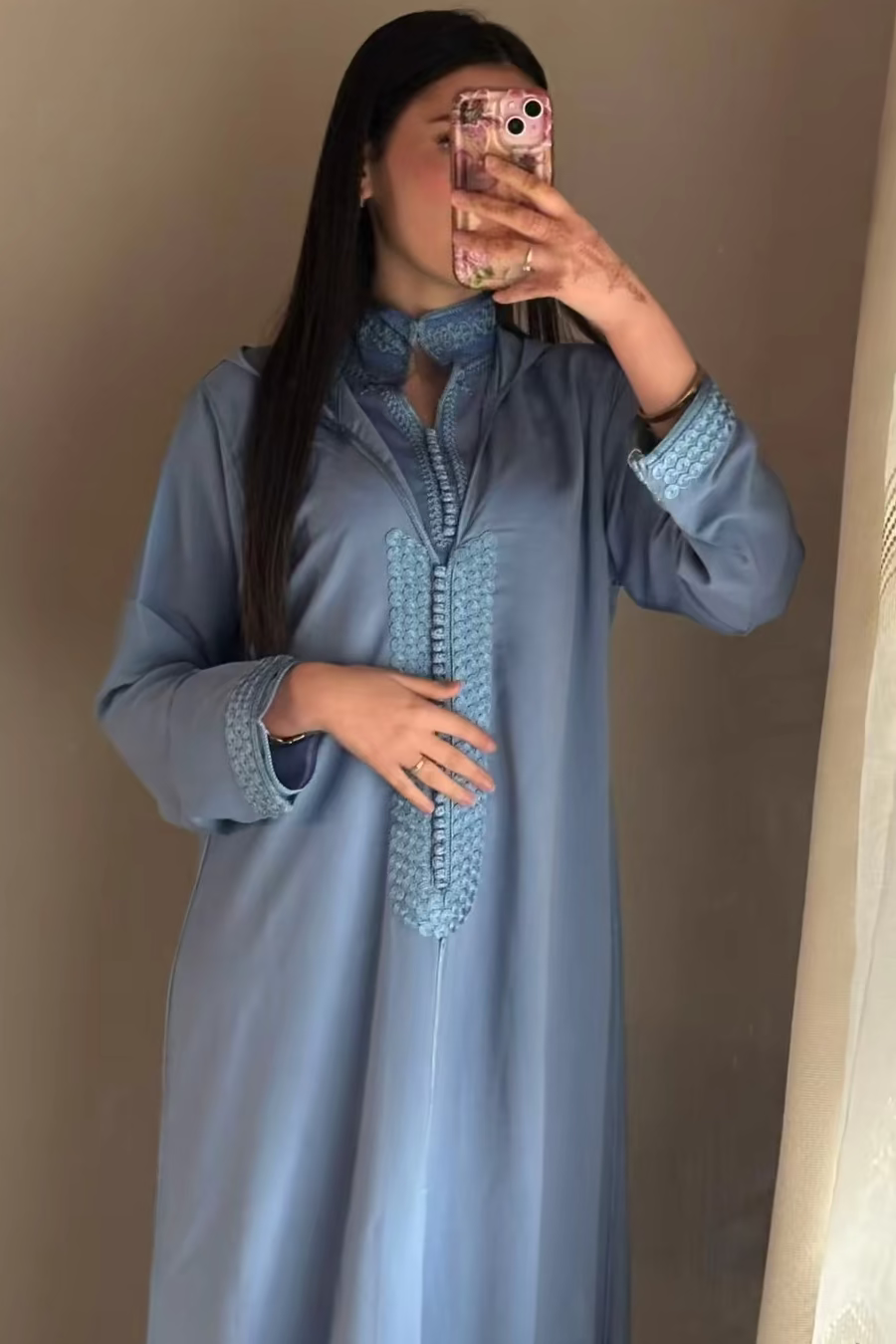 Jellaba deux pièces bleu